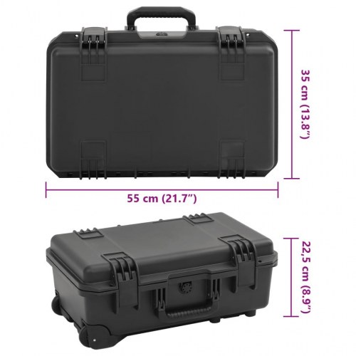 Transportabel flightcase 55 × 35 × 22,5 cm - PP/ABS, sort