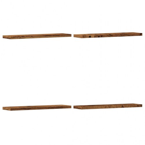 Væghylder 4 stk. - 40×10×1,5 cm i konstrueret træ, antikt træ-look
