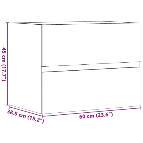 Badeværelsesskab til vask 60 x 38,5 x 45 cm - kunsteg