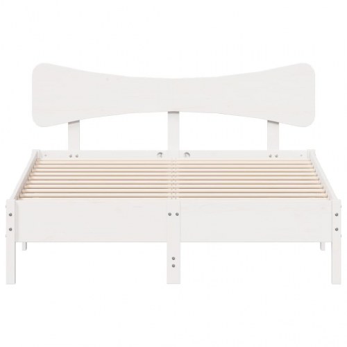 Sengeramme 135 x 190 cm i massivt fyrretræ - hvid