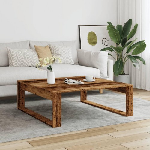 Sofabord 100 × 100 × 35 cm i konstrueret træ - antikt eg