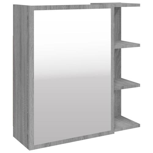 Skab med spejl 62,5x20,5x64 cm konstrueret træ grå sonoma-eg