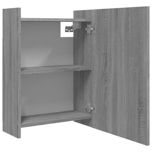 Skab med spejl 62,5x20,5x64 cm konstrueret træ grå sonoma-eg
