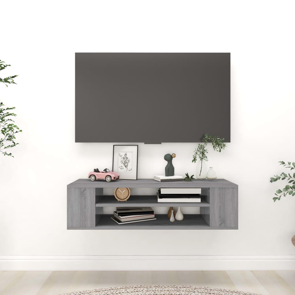Væghængt tv-bord 100x30x26,5 cm konstrueret træ grå sonoma-eg billede