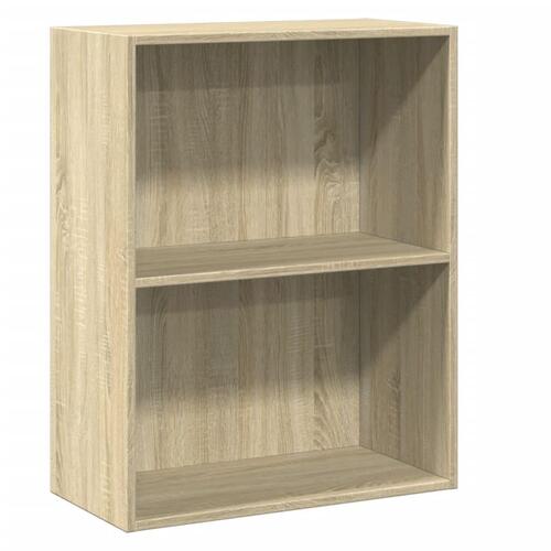 Bogreol med 2 hylder 60x30x76,5 cm konstrueret træ sonoma-eg