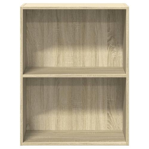 Bogreol med 2 hylder 60x30x76,5 cm konstrueret træ sonoma-eg
