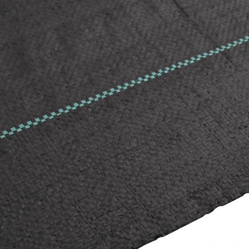 Ukrudtsdug 4 × 50 m - sort PP, 60 g/m² med grønne striber