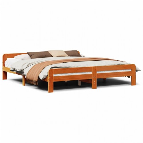Sengeramme uden madras 200 x 200 cm i massivt fyrretræ - gyldenbrun