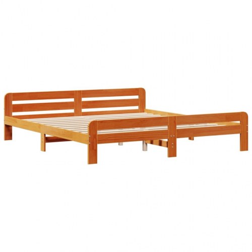 Sengeramme uden madras 200 x 200 cm i massivt fyrretræ - gyldenbrun