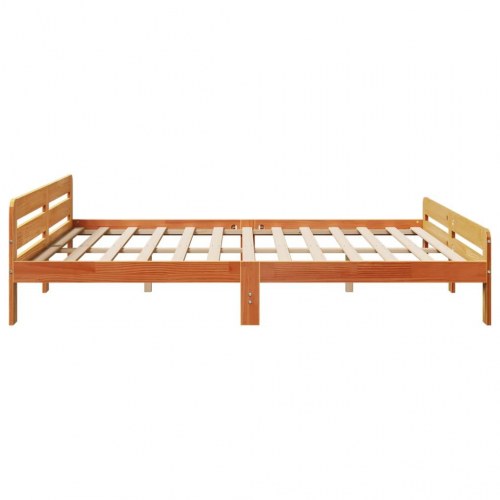Sengeramme uden madras 200 x 200 cm i massivt fyrretræ - gyldenbrun