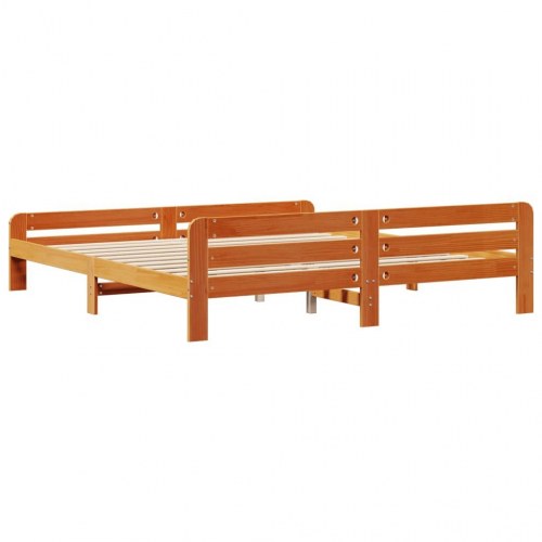 Sengeramme uden madras 200 x 200 cm i massivt fyrretræ - gyldenbrun