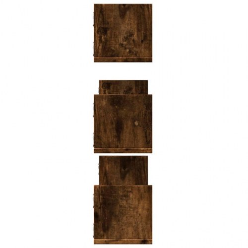 Væghylder 3 stk. - 80×18×18 cm i konstrueret træ, røget egetræ