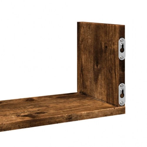 Væghylder 3 stk. - 80×18×18 cm i konstrueret træ, røget egetræ