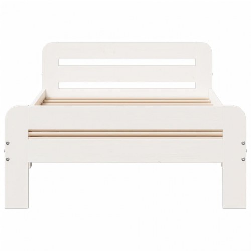 Sengeramme uden madras 75x190 cm massivt fyrretræ hvid