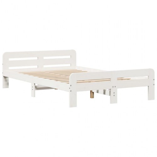 Sengeramme uden madras 135 x 190 cm i massivt fyrretræ - hvid