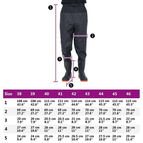 Waist waders med støvler str. 40 sort