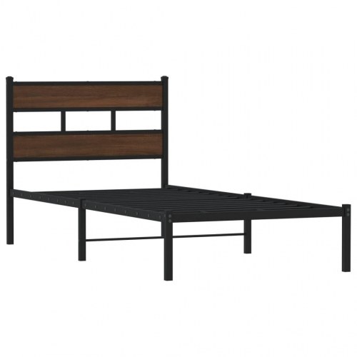 Sengeramme med sengegavl 100 x 190 cm - brunt eg