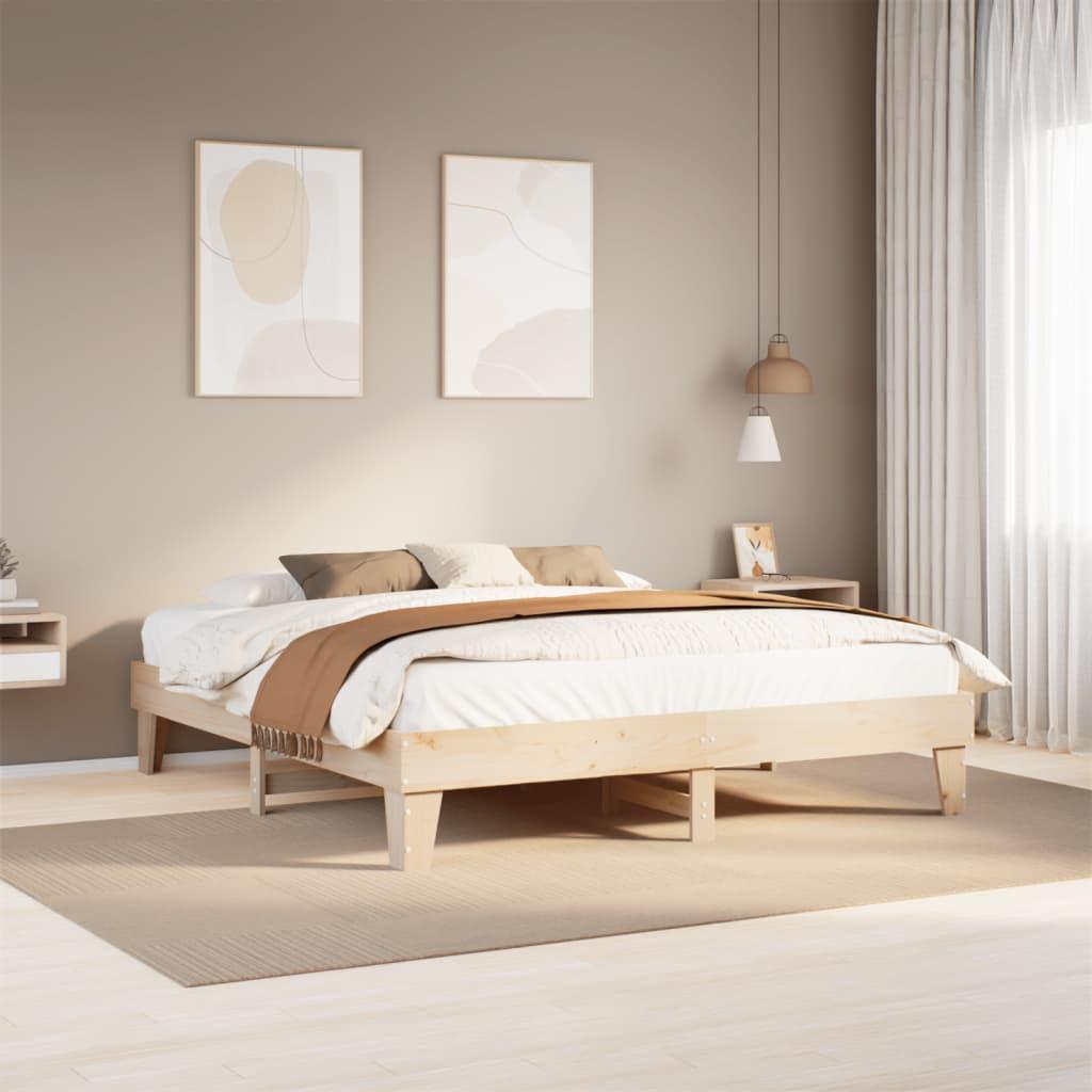 Sengeramme Uden Madras Massivt Fyrretræ - Naturfarvet / 200 x 200 cm