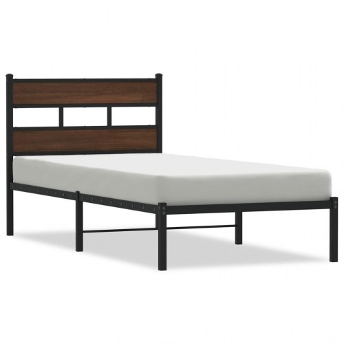 Sengeramme med sengegavl 107 x 203 cm uden madras - brunt egetræ
