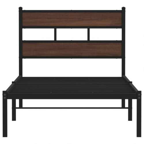 Sengeramme med sengegavl 107 x 203 cm uden madras - brunt egetræ