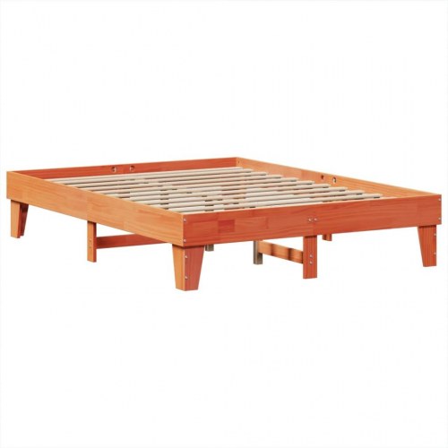 Sengeramme uden madras 140x190 cm massivt fyrretræ gyldenbrun