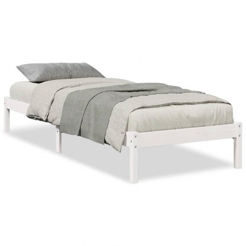 Ekstra lang sengeramme 90x220 cm - massivt fyrretræ, hvid