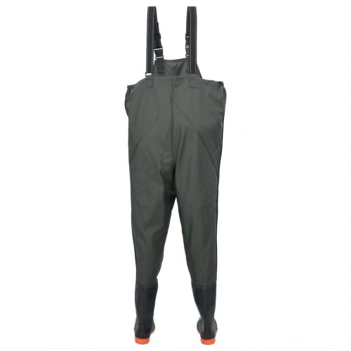 Waders med støvler - str. 40, mørkegrøn PVC-polyester