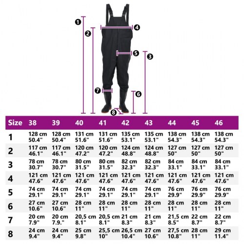 Waders med støvler str. 40 sort