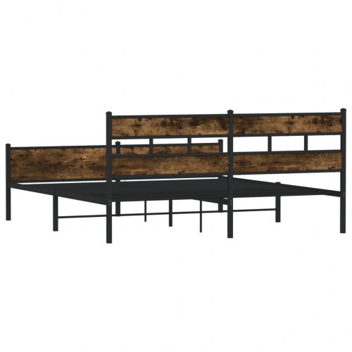 Sengeramme 180x200 cm i metal - røget egetræsfarve