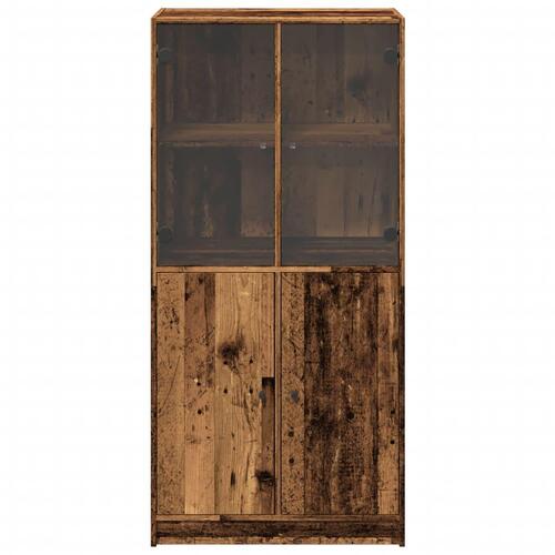 Skab med låger 68x37x142 cm konstrueret træ gammelt træ-look