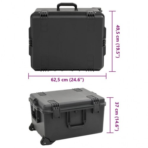 Transportabel flightcase 62,5×49,5×37 cm - PP, sort