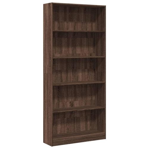 Bogreol 80x24x176 cm konstrueret træ brun egetræsfarve