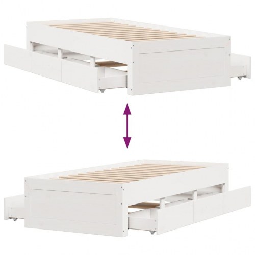 Sengeramme med skuffer 75 x 190 cm - hvid