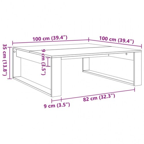 Sofabord 100 × 100 × 35 cm i konstrueret træ - kunsteg