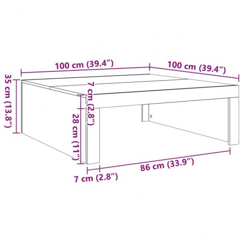 Sofabord 100×100×35 cm i konstrueret træ - kunsteg