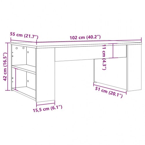 Sofabord med opbevaring 102×55×42 cm - konstrueret træ i kunsteg