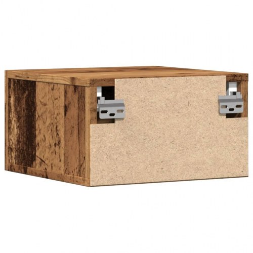 Væghængt sengebord 35×35×20 cm - antikt trælook