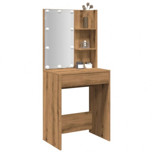 Makeupbord med LED-lys 60×40×140 cm - kunsteg