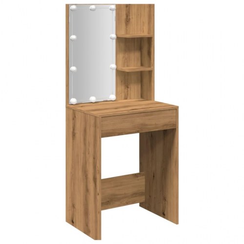 Makeupbord med LED-lys 60×40×140 cm - kunsteg