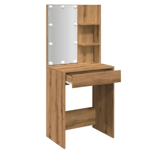 Makeupbord med LED-lys 60×40×140 cm - kunsteg