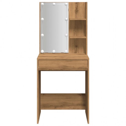 Makeupbord med LED-lys 60×40×140 cm - kunsteg