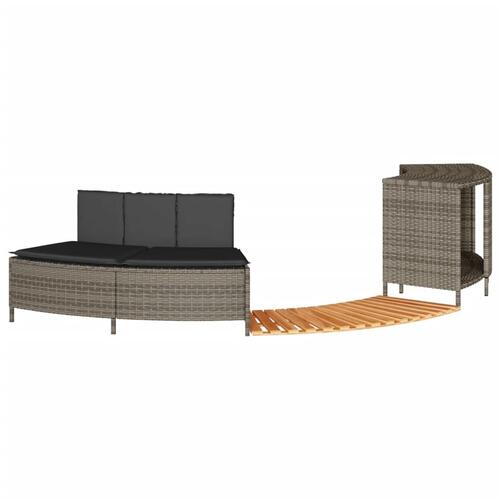 Spakant polyrattan og massivt akacietræ grå