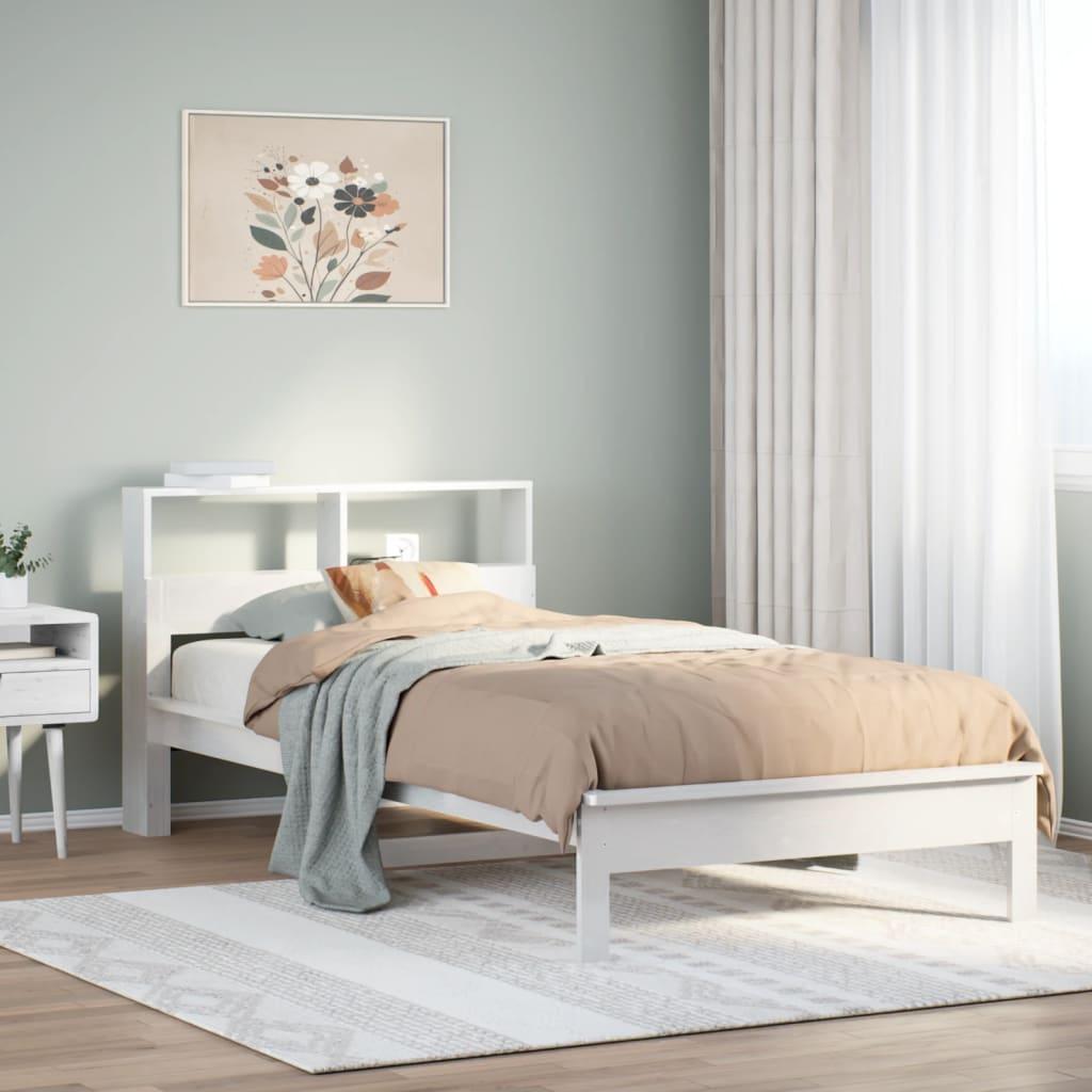 Seng Med Reol Uden Madras Massivt Fyrretræ - Hvid / 100 x 200 cm