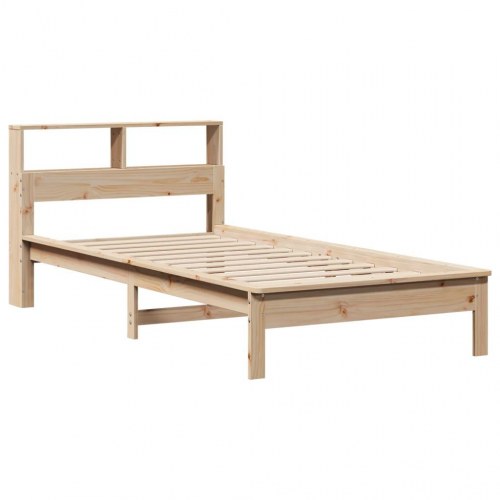 Sengeramme med reol 90x190 cm i massivt fyrretræ