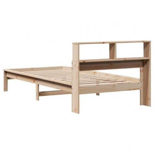 Sengeramme med reol 90x190 cm i massivt fyrretræ
