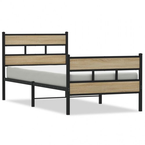 Sengeramme 80 x 200 cm i metal - sort/sonoma-eg