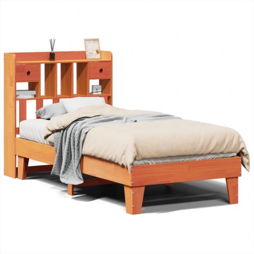 Sengeramme uden madras 75 x 190 cm i massivt fyrretræ - gyldenbrun