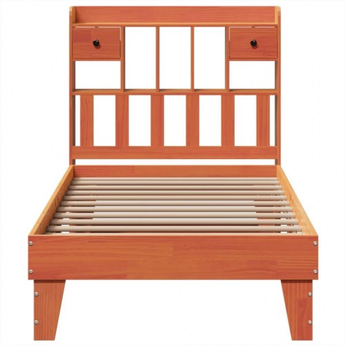 Sengeramme uden madras 75 x 190 cm i massivt fyrretræ - gyldenbrun