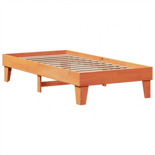 Sengeramme uden madras 75 x 190 cm i massivt fyrretræ - gyldenbrun