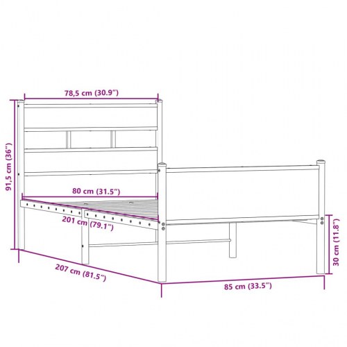 Sengeramme 80 x 200 cm uden madras - sonoma-eg